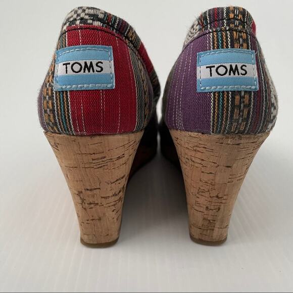 Toms multi color cork peep toe wedges - Picture 6 of 9